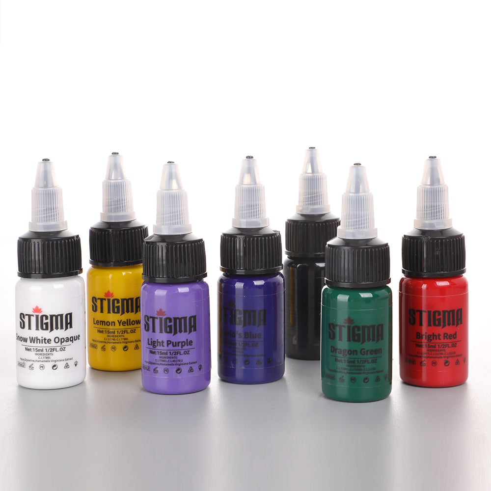 USA Hawink 7 Basic Colors Professional Tattoo Ink Set Pigment Kit 1/2 oz (  15 ml)