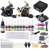 Complete Tattoo Kit 2 Pro Machine Guns 11 Inks Power Supply Needle Grips Tips - Hawink